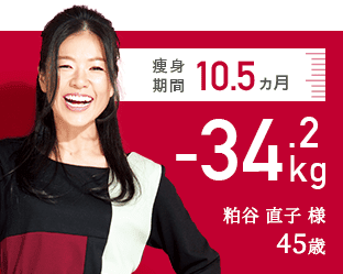 痩身期間10.5ヵ月 -34.2kg 粕谷 直子様 45歳